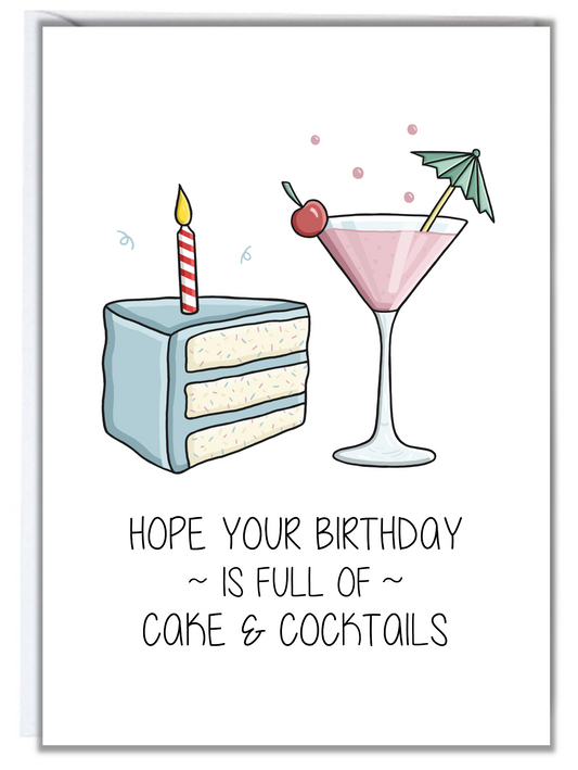 Cake & Cocktails Birthday Card